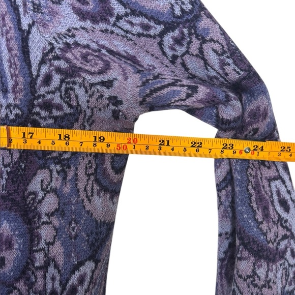 Pendleton Petite Women Sweater Purple Paisley Merino Wool Mock Neck Full Zip M - Picture 9 of 11